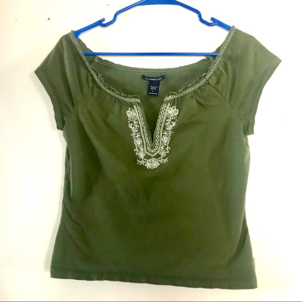 Abercrombie Khaki Green Cotton SS Top